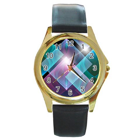 Design Art (design 26) Round Gold Metal Watch from ArtsNow.com Front