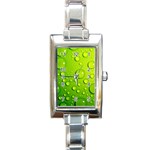 Green Water Drops Rectangle Italian Charm Watch