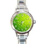 Green Water Drops Round Italian Charm Watch