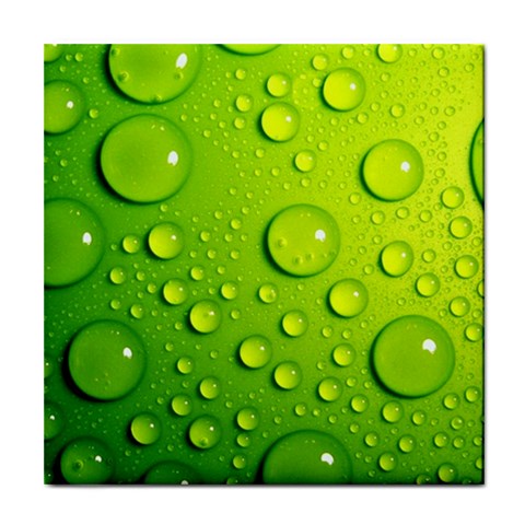 Green Water Drops Tile Coaster from ArtsNow.com Front