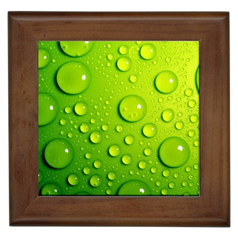 Green Water Drops Framed Tile from ArtsNow.com Front