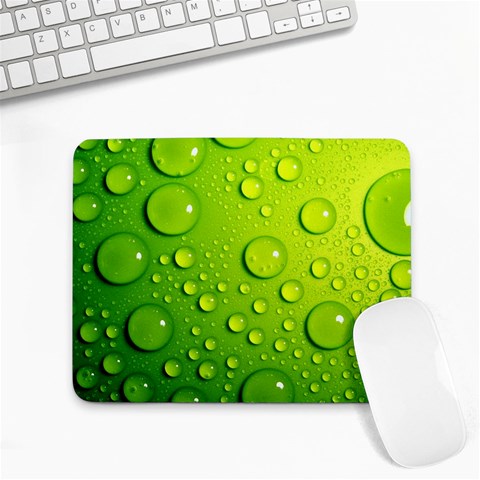 Green Water Drops Small Mousepad from ArtsNow.com Front