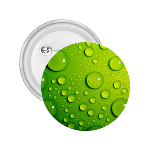 Green Water Drops 2.25  Button from ArtsNow.com Front