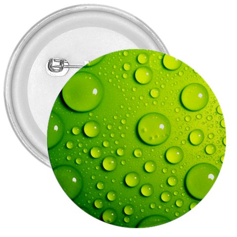 Green Water Drops 3  Button from ArtsNow.com Front