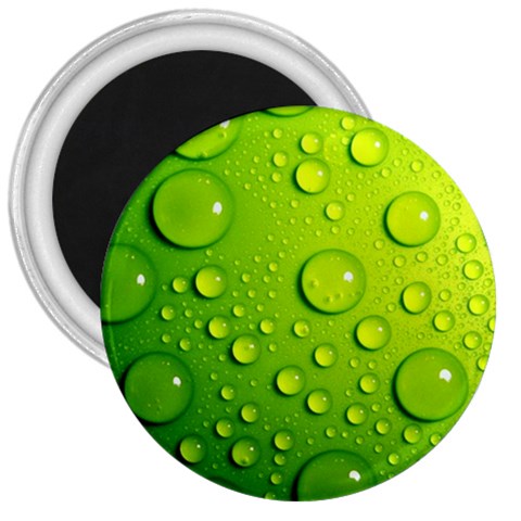 Green Water Drops 3  Magnet from ArtsNow.com Front