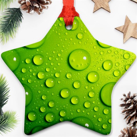 Green Water Drops Ornament (Star) from ArtsNow.com Front