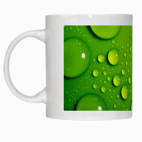 Green Water Drops White Mug from ArtsNow.com Left