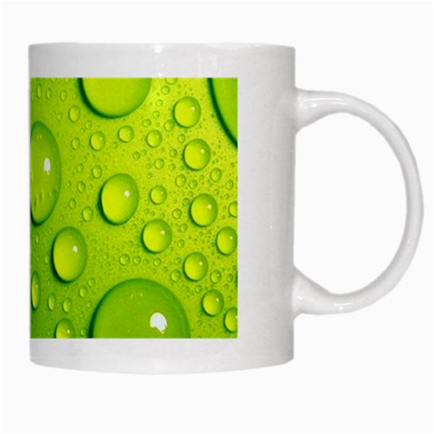 Green Water Drops White Mug from ArtsNow.com Right