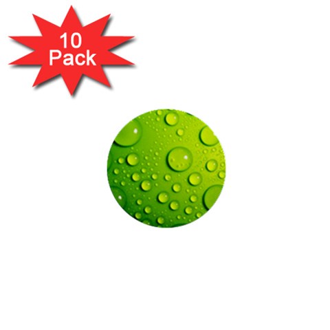 Green Water Drops 1  Mini Button (10 pack)  from ArtsNow.com Front