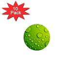 Green Water Drops 1  Mini Button (10 pack) 