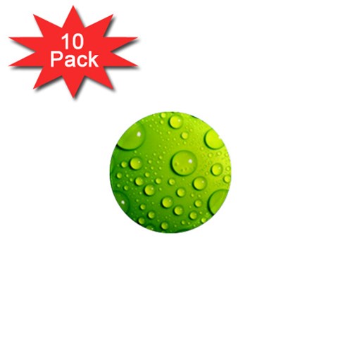 Green Water Drops 1  Mini Magnet (10 pack)  from ArtsNow.com Front