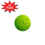 Green Water Drops 1  Mini Magnet (10 pack) 