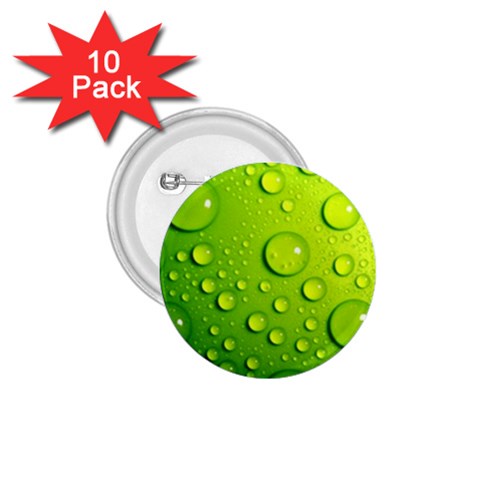 Green Water Drops 1.75  Button (10 pack)  from ArtsNow.com Front