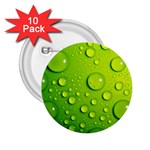 Green Water Drops 2.25  Button (10 pack)