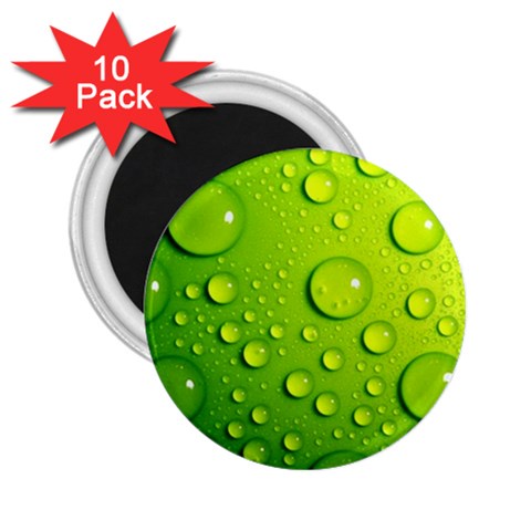 Green Water Drops 2.25  Magnet (10 pack) from ArtsNow.com Front