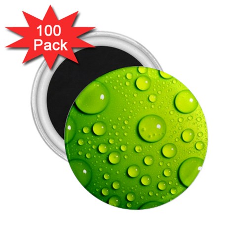 Green Water Drops 2.25  Magnet (100 pack)  from ArtsNow.com Front