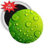 Green Water Drops 3  Magnet (10 pack)