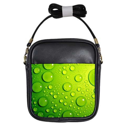 Green Water Drops Girls Sling Bag from ArtsNow.com Front