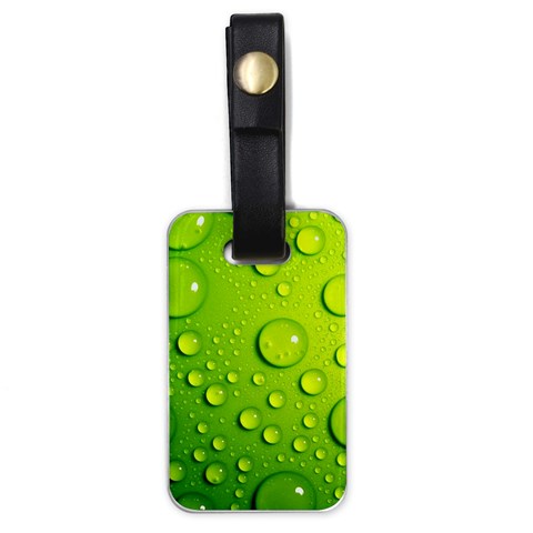 Green Water Drops Luggage Tag (one side) from ArtsNow.com Front