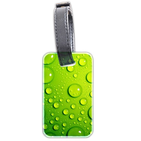 Green Water Drops Luggage Tag (two sides) from ArtsNow.com Front