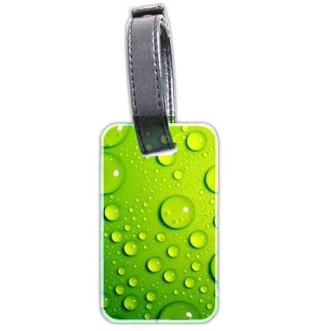 Green Water Drops Luggage Tag (two sides) from ArtsNow.com Back