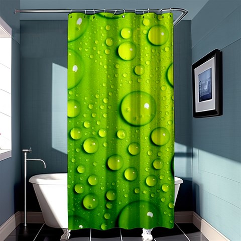 Green Water Drops Shower Curtain 36  x 72  (Stall) from ArtsNow.com Curtain(36 X72 ) - 33.26 x66.24  Curtain(36 X72 )