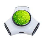 Green Water Drops 3-Port USB Hub