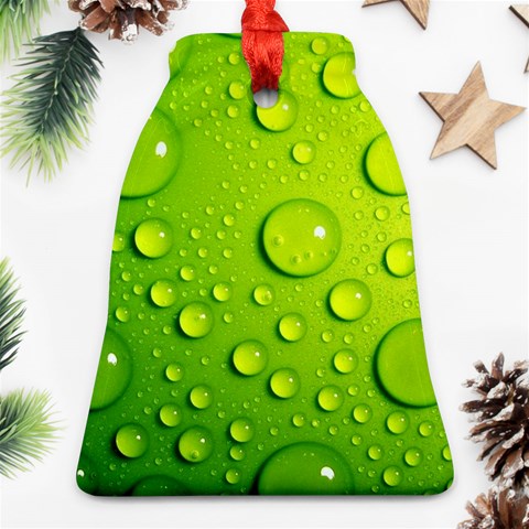 Green Water Drops Ornament (Bell) from ArtsNow.com Front