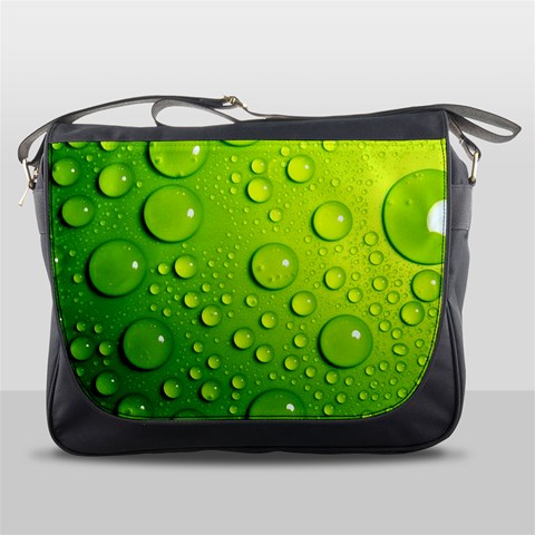 Green Water Drops Messenger Bag from ArtsNow.com Front