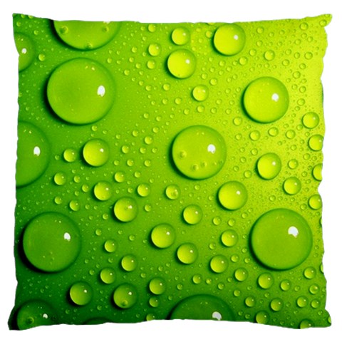 Green Water Drops Large Cushion Case (One Side) from ArtsNow.com Front