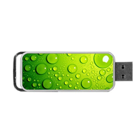 Green Water Drops Portable USB Flash (One Side) from ArtsNow.com Front