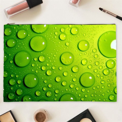 Green Water Drops Cosmetic Bag (XXL) from ArtsNow.com Front