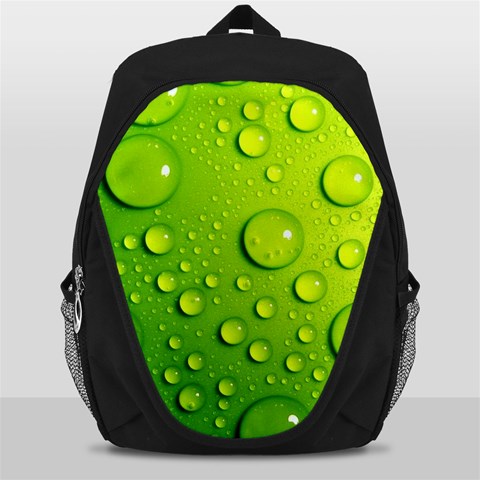 Green Water Drops Backpack Bag from ArtsNow.com Front