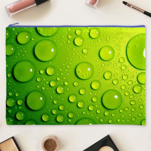 Green Water Drops Cosmetic Bag (XXXL) from ArtsNow.com Front