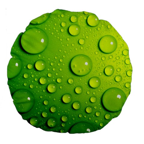 Green Water Drops Large 18  Premium Round Cushion  from ArtsNow.com Front