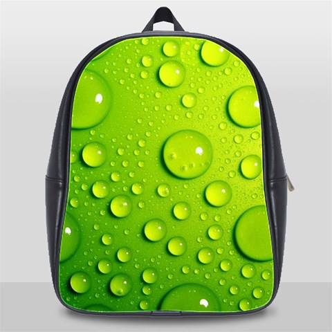 Green Water Drops School Bag (XL) from ArtsNow.com Front