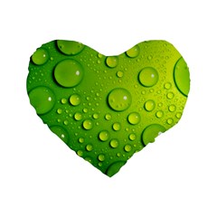 Green Water Drops Standard 16  Premium Heart Shape Cushion  from ArtsNow.com Front