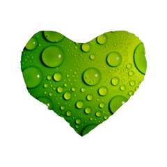 Green Water Drops Standard 16  Premium Heart Shape Cushion  from ArtsNow.com Back