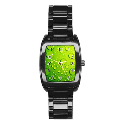 Green Water Drops Stainless Steel Barrel Watch from ArtsNow.com Front