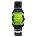 Green Water Drops Stainless Steel Barrel Watch