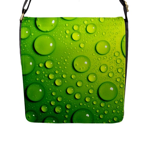 Green Water Drops Flap Closure Messenger Bag (L) from ArtsNow.com Front