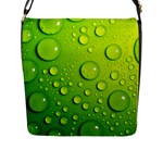 Green Water Drops Flap Closure Messenger Bag (L)