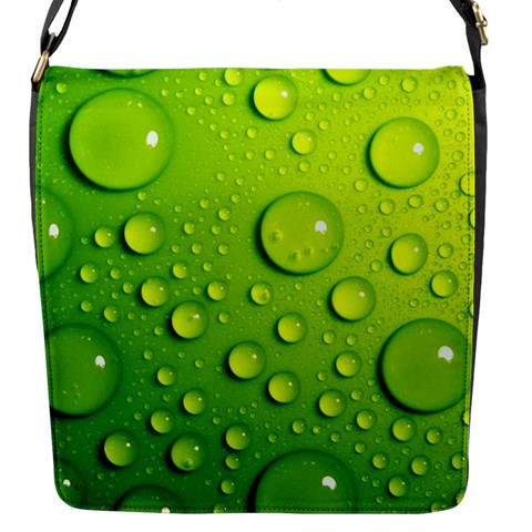 Green Water Drops Flap Closure Messenger Bag (S) from ArtsNow.com Front