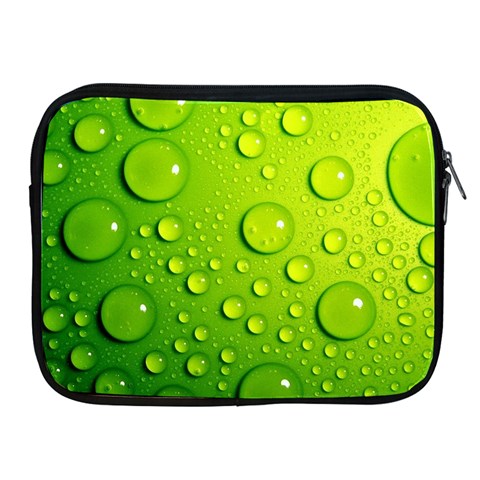 Green Water Drops Apple iPad Zipper Case from ArtsNow.com Front