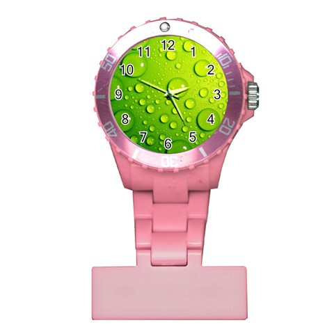 Green Water Drops Plastic Nurses Watch from ArtsNow.com Front