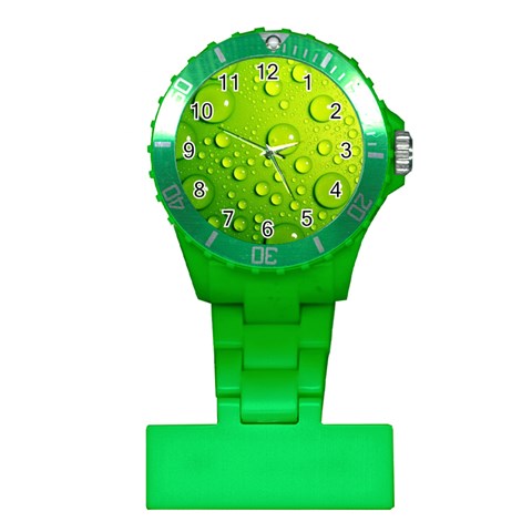 Green Water Drops Plastic Nurses Watch from ArtsNow.com Front