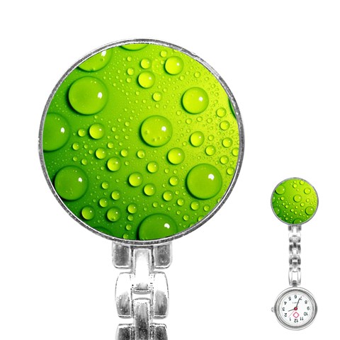 Green Water Drops Stainless Steel Nurses Watch from ArtsNow.com Front