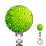 Green Water Drops Stainless Steel Nurses Watch