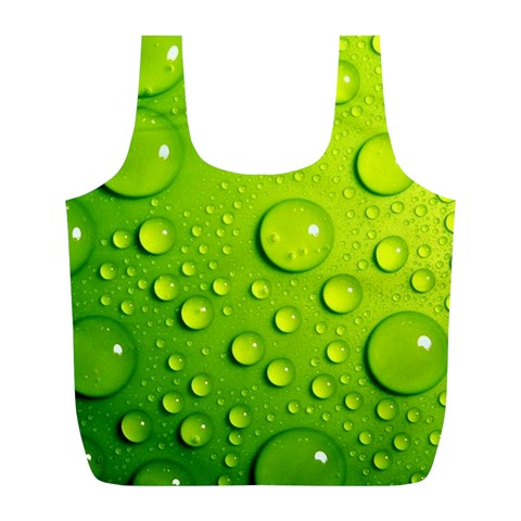 Green Water Drops Full Print Recycle Bag (L) from ArtsNow.com Front