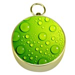 Green Water Drops Gold Compass